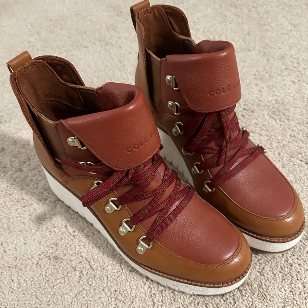 Cole Haan Women's Tan Lace-Up Boots